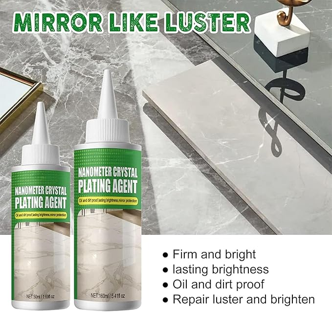 2Pcs Nano Crystal Coating Agent For Tile & Furniture, Upgrade Granite Countertop Cleaner and Sealer with Protection, Quartz Marble Stone Polish Cleaner for Permanent Hold & Shine Effect