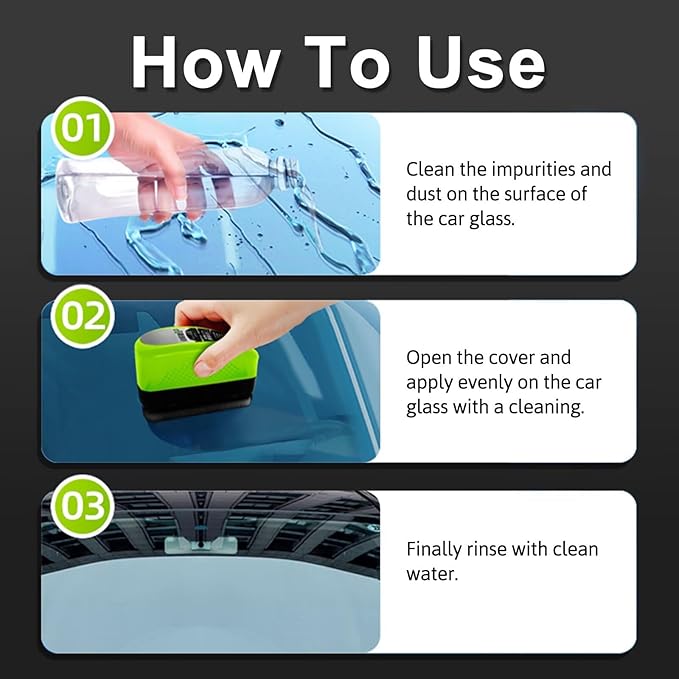 Automotive Oil Film Cleaning Brush, Clear Vision Glass Cleaner, Oil Film Cleaning Brush for Car Windows, Rain Fog and Dirt Removal, Windshield Cleaner Tool, Universal Glass Wipe Board (Green, 2PCS)