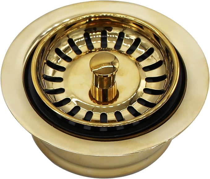 Westbrass D2089SEV-01 3-1/2" Kitchen Sink Waste Disposal Drain Flange and Basket Strainer, Polished Brass