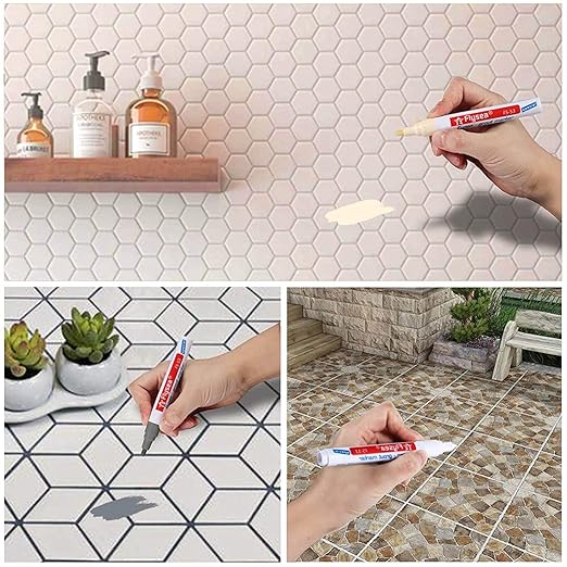 10 Pieces 10 Colors Colorful Tile Grout Pen Tile Gap Repair Color Pen Tile Paint Markers for Tiles Floor Wall Bathroom Kitchen Repair Tools(Multicolor,10 Pieces)