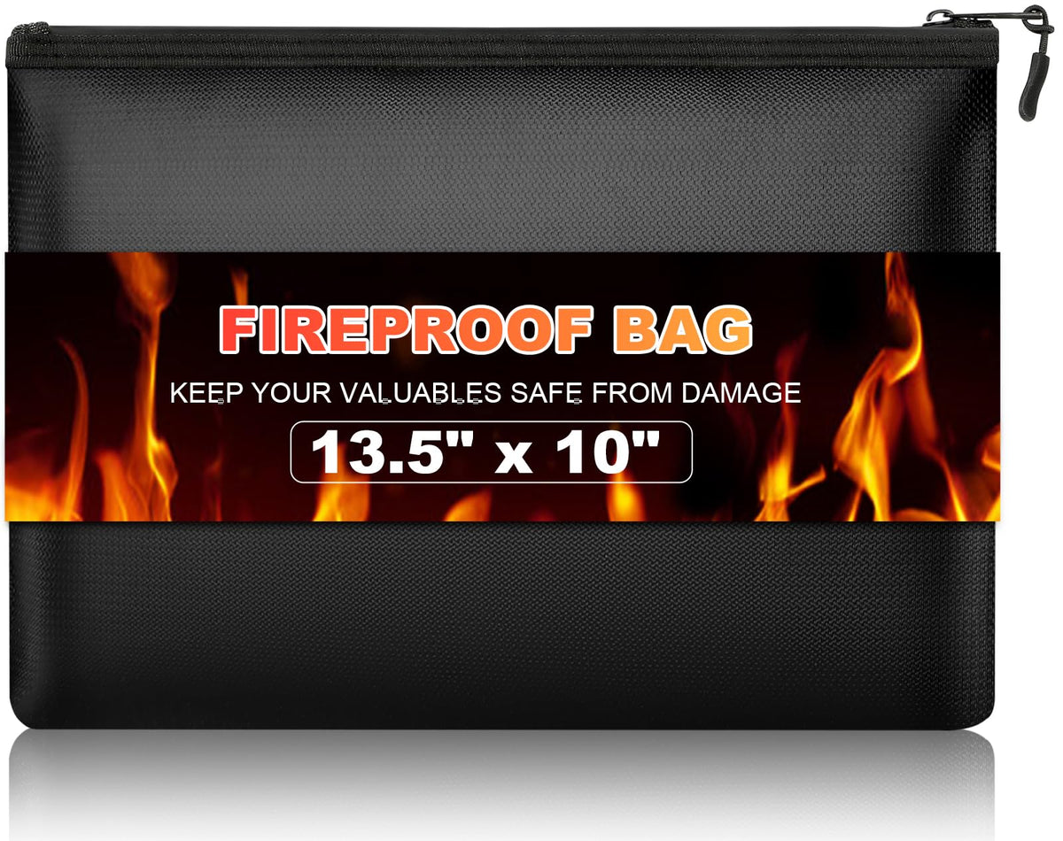 Fireproof Money Document Bag with Waterproof Zipper, 13.5" x 10" - Image 1