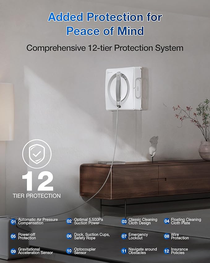 ECOVACS WINBOT W2 PRO Omni Portable Window Cleaning Robot with Multi-Functional Station, Charging While Working, Intelligent Cleaning with Triple Nozzle Water Sprayer, 12-Level Protection