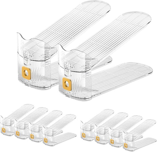CiBiZi Clear Shoe Slots Organizers 10Pack Shoe Stacker Organizer for Closet Shoe Stackers for a Pair of Shoes Shoe Display Shelf Shoe Rack Holders Space Saver Organizador de Zapatos (Clear)