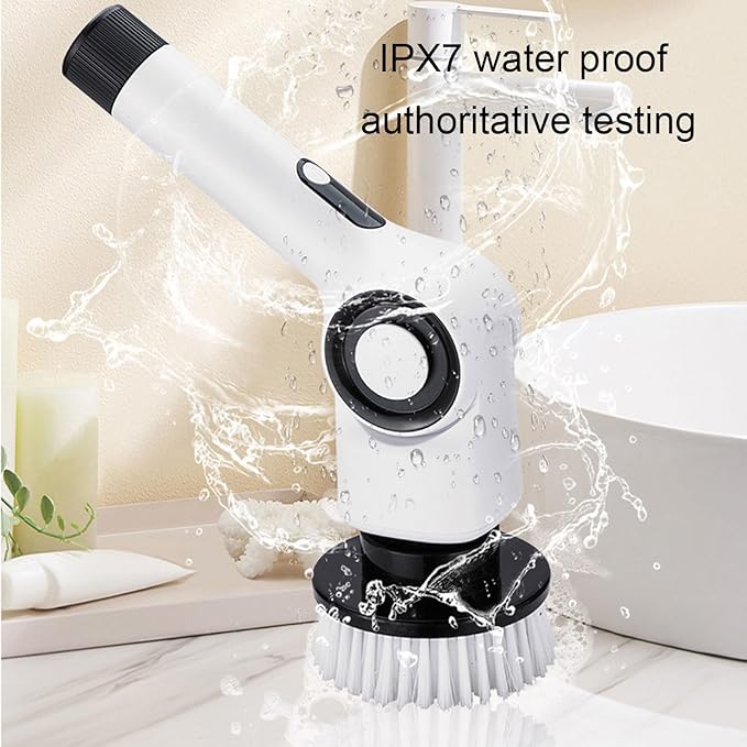 Zunate Electric Spin Scrubber, 7 in 1 Electric Scrubber, IPX7 Water Proof, 3 Speed Adjustable, Cordless Cleaning Brush Extension Handle 7 Replaceable Heads for Bathroom