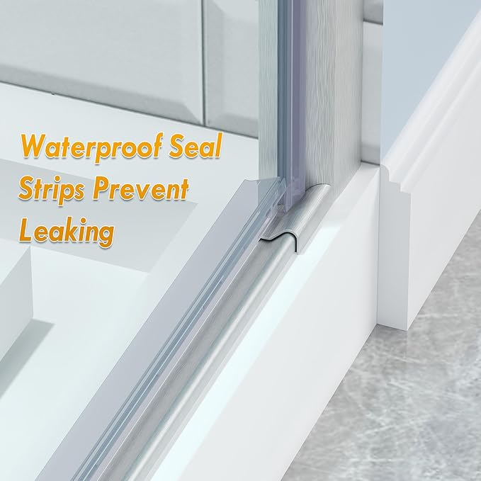 Frameless Pivot Shower Door 34.8-36" W X 72" H, 1/4" (6mm) Clear SGCC Tempered Glass, Hinged Pivot Swing Shower Door, Reversible Installation, Easy to Clean, Brushed Nickel