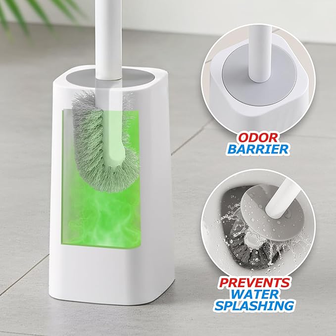 Disposable Toilet Brush&Toilet Bowl Brush and Holder Set - Toilet Scrubber Brush,Toilet Bowl Cleaners,Household Essentials,Cleaning Supplies,White
