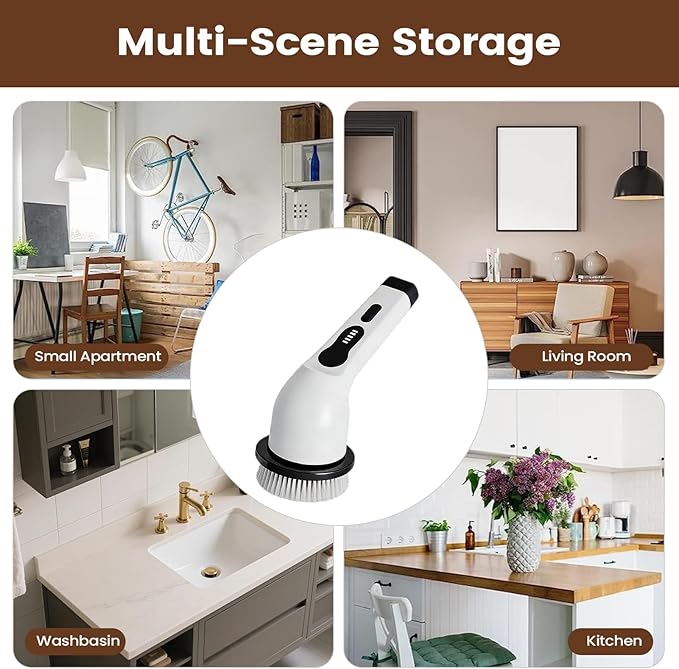 Electric Cleaning Brush,Adjustable Handle Gadgets - Rechargeable Cordless Shower Scrubber,Car Kitchen Home Shower Floor Tile Tub Grout Wall Toilet