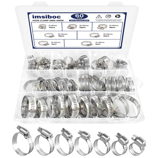 60PCS Stainless Steel Hose Clamps Assortment Kit | Hand Tools - Image 1