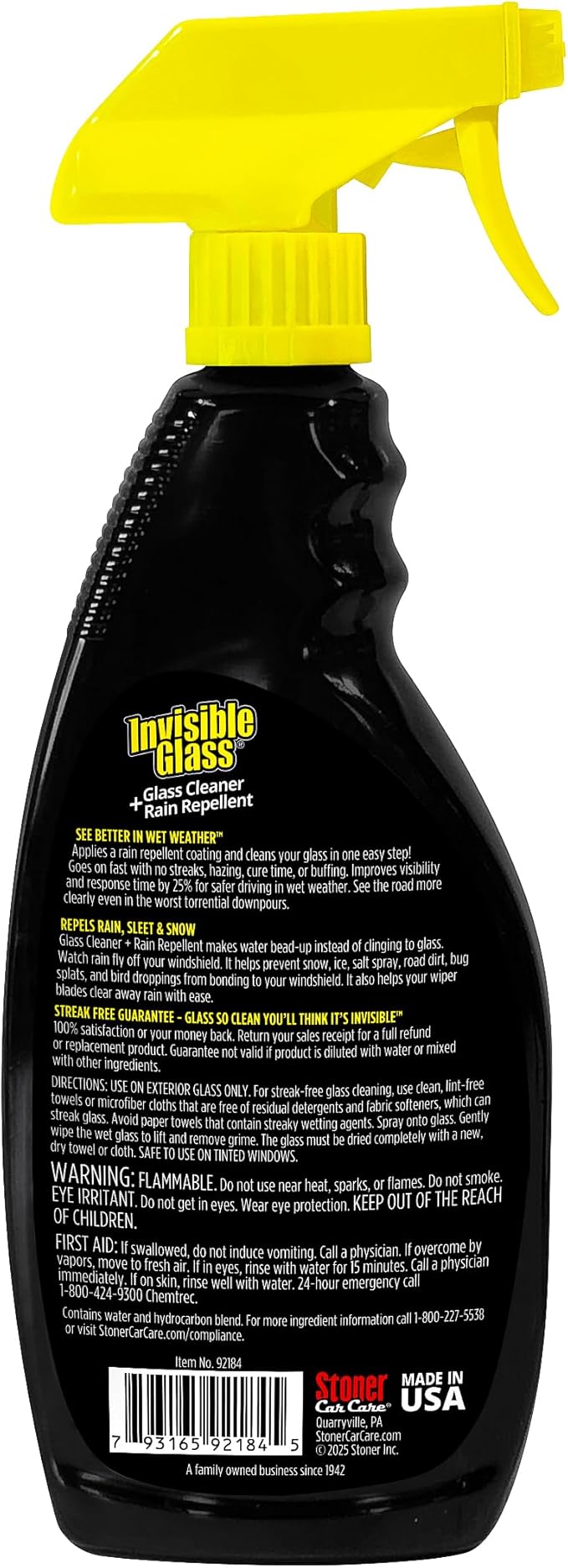 Invisible Glass 92184-6PK Glass Cleaner + Rain Repellent 2-in-1 Windshield and Window Spray, Cleans Auto Glass, Repels Rain, Sleet, Snow, Improves Wet Weather Visibility – 22 fl oz (Pack of 6)