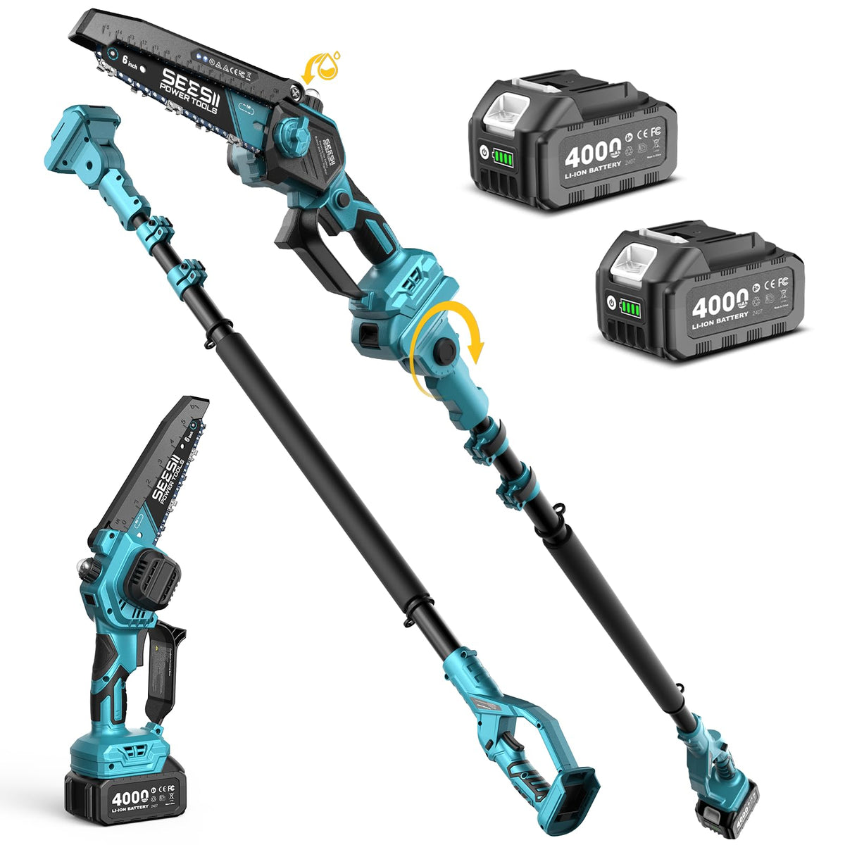 SEESII 2-in-1 Electric Pole Saws for Tree Trimming, Brushless - Image 1