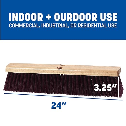 SPARTA Flo-Pac Plastic Floor Sweep, Crimped Sweep with Brace 24" for Cleaning, 24 Inches, Maroon, (Pack of 12)