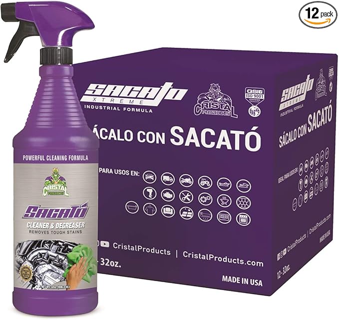 Grehge ts Sacato Cleaner & Degreaser (32 fl Oz) - Removes Tough Stains - Eliminates Grime and Heavy Grease - Use on All Surfaces (12 Pack)