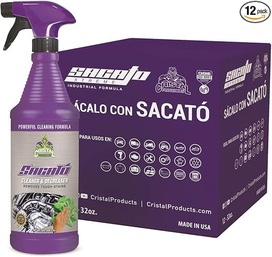Grehge ts Sacato Cleaner & Degreaser (32 fl Oz) - Removes Tough Stains - Eliminates Grime and Heavy Grease - Use on All Surfaces (12 Pack)