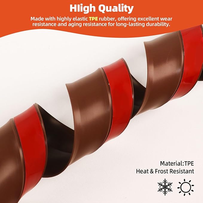 Garage Door Seal Top and Sides, 20 FT Universal TPE Weather Stripping Garage Door Trim Seal Weatherproofing Garage Door Seals with Nails and Lids in Brown