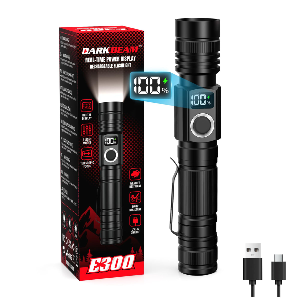 DARKBEAM 2800 High Lumens Flashlights with LED Power Display - Image 1