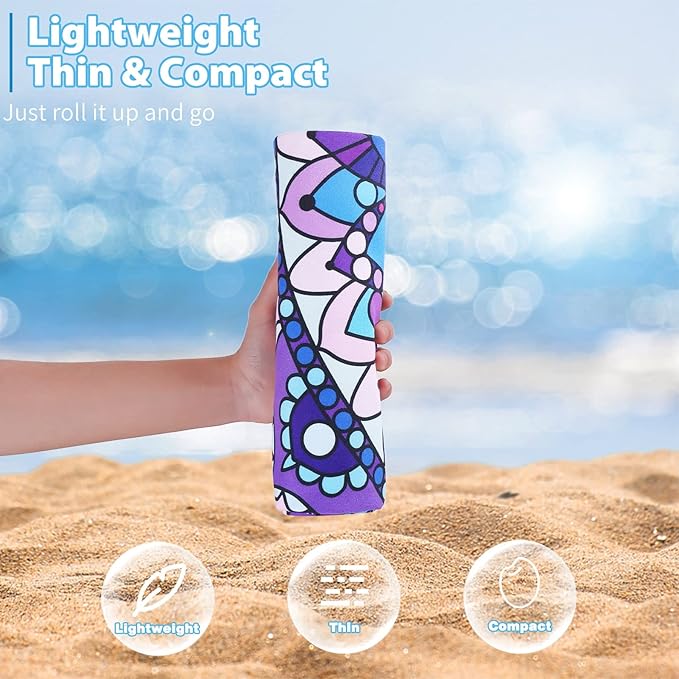 TwoYek Microfiber Sand Free Beach Towel Thin Quick Dry Super Absorbent Oversized Large Lightweight Towels for Travel Sports Pool Swimming Bath Camping Yoga Girls Women Adults