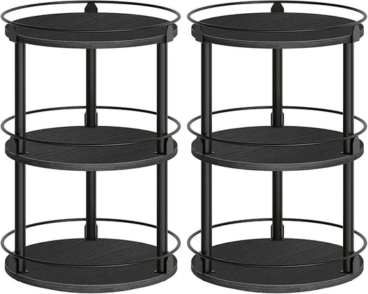 Spice Rack, Set of 2 Lazy Susan Organizer, 3 Tier Turntable Organizer For Cabinet, Compact and Versatile, for Kitchen Countertop, Black SR23L2BB