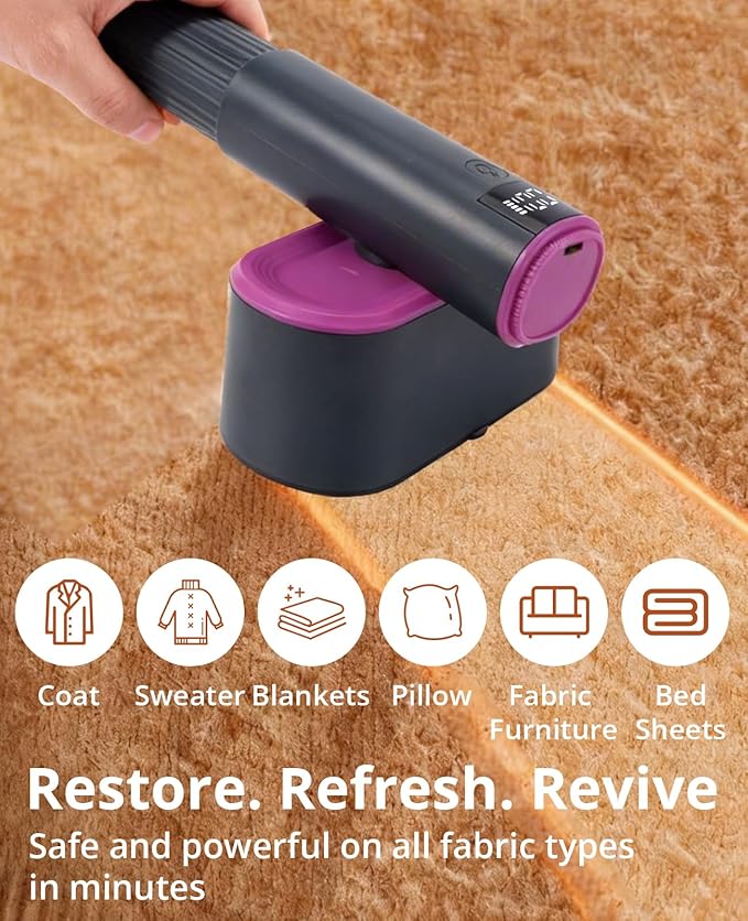 Fabric Shaver, 2-in-1 Rechargeable Lint Shaver with Dual Shaving Heads, Digital LED Display, 6-Leaf Blades, 2-Speed Sweater Shaver to Remove Pilling & Fuzz from Clothes, Furniture, Couch