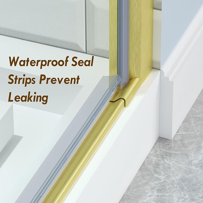 Frameless Pivot Shower Door 30.8-32" W X 72" H, 1/4" (6mm) Clear SGCC Tempered Glass, Hinged Pivot Swing Shower Door, Reversible Installation, Easy to Clean, Brushed Gold