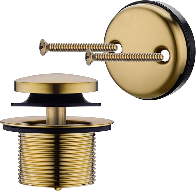 Brass Tip-Toe Tub Drain Kit with Basket Strainer and Two Hole Overflow Faceplate, Champagne Bronze