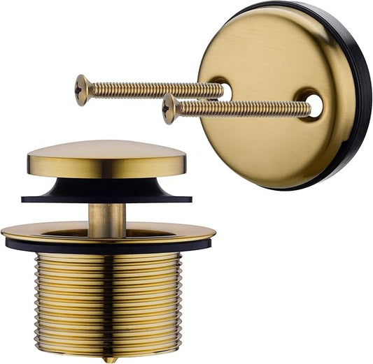 Brass Tip-Toe Tub Drain Kit with Basket Strainer and Two Hole Overflow Faceplate, Champagne Bronze