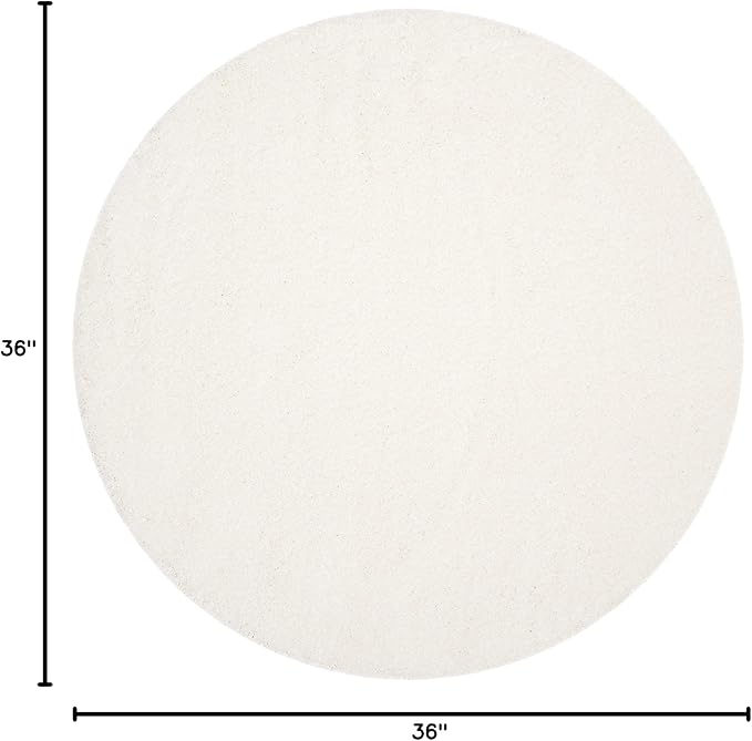 SAFAVIEH Santa Monica Collection Area Rug - 3' Round, White, Solid Design, Non-Shedding & Easy Care, 2-inch Thick Ideal for High Traffic Areas in Living Room, Bedroom (SGN725-1010)