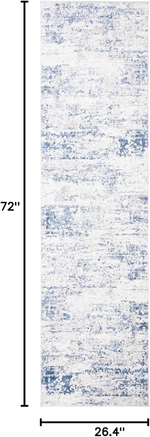 SAFAVIEH Amelia Collection Runner Rug - 2'2" x 6', Ivory & Blue, Modern Abstract Design, Non-Shedding & Easy Care, Ideal for High Traffic Areas in Living Room, Bedroom (ALA700A)