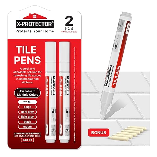 X-Protector Water Based Grout Marker - 2 PCS with 8 Tips, White