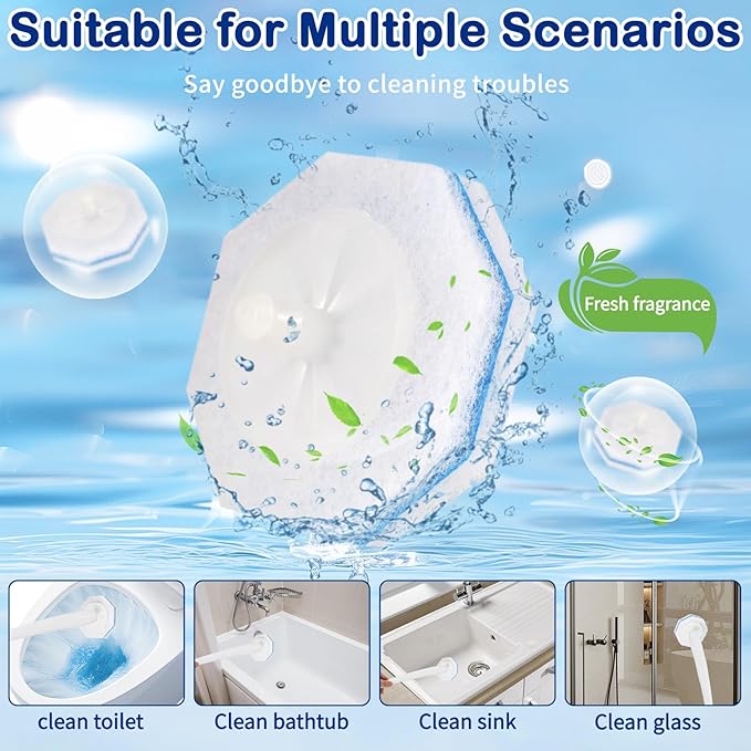60 Count Toilet Wand Refills for Clorox Toilet Wand - Upgrade Fiber Toilet Brush, 5X Cleaning Power Toilet Scrubber Refill, Disposable Toilet Brush Heads for Bathroom Cleaning, No Falling Apart