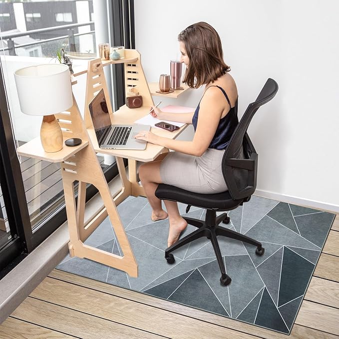 Office Chair Mat for Hardwood Floor & Low-Pile Carpet, 55"x35" Office Mat Easy to Move,Floor Mat for Office Chair,Rolling Desk Mat - Anti-Slip Desk Chair Mat for Laminate/Tile Floor, Black