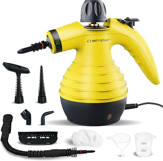 Comforday Handheld Steam Cleaner, Pressurized Portable Steam Cleaner with 9-Piece Accessories, Steamer for Cleaning Upholstery, Car Seats & Floors
