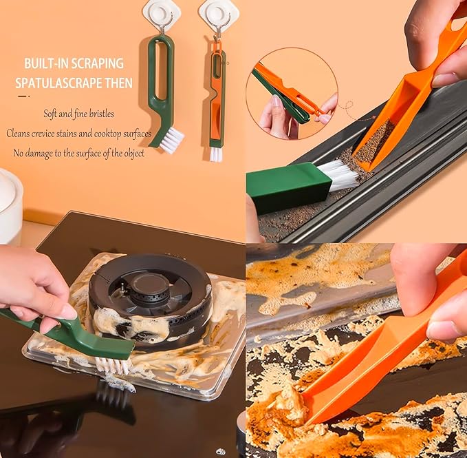 Gap Cleaning Brush Set Multifunction Groove Gap Cleaner Brush Handheld Household for Household Stoves Wall Corners Window Slots Cleaning Brushes Hard Bristles (Gap Brush Set)