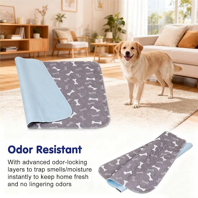 Puppy Pads with pheromones, Reusable Puppy Pads for Dogs & Cats, Washable, Durable Leak-Proof & Anti-Slip Pet Training Pads for Home & Travel(Grey, S: 18.1" × 18.1")