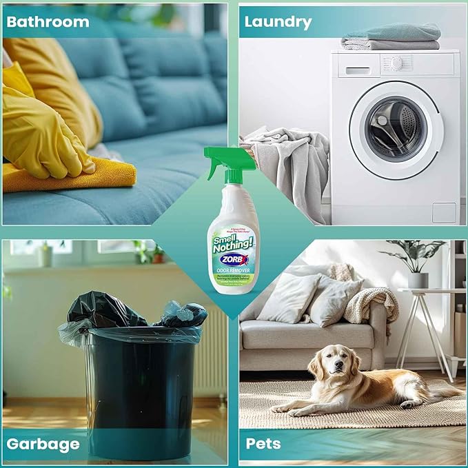 ZORBX Smell Nothing Odor Remover Spray 24 FL Oz – Unscented & Perfume Free Odor Absorber for Strong Odors - Advanced Odor Neutralizer & Pet Odor Remover for Couch, Car, Carpet & Diaper Pail Smells