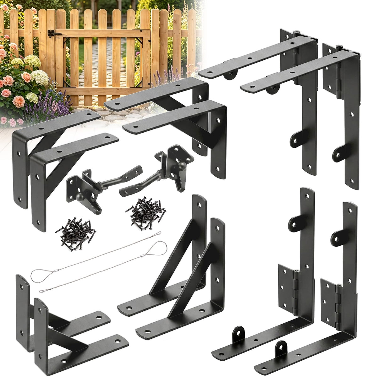YQE 2 Sets Anti Sag Gate Kit for Wooden Fence, Heavy Duty - Image 1