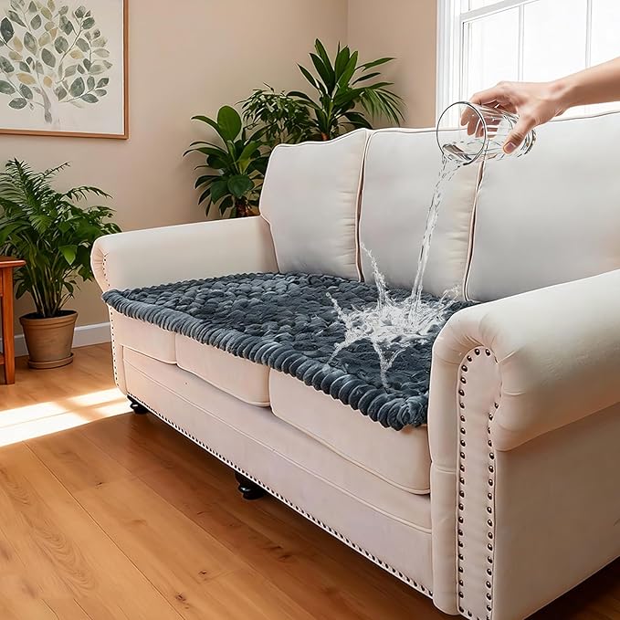 Waterproof Couch Cover for Dogs Washable,Non Slip Fuzzy Durable Couch Covers for 3 Cushion Sofa Pet Friendly Sofa Cover Dog Thick Soft Slipcovers Protector Couches Mat Bed (Grey, 27.6" x 59.06")
