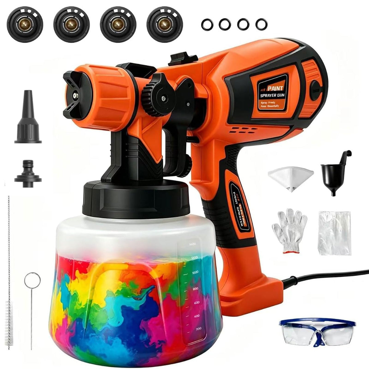 Paint Sprayer, 1400ml&850W Spray Paint Gun with 4 Nozzles - Image 1