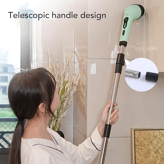 9Pcs Power Scrubber Brush Set, USB Cordless Electric Handheld Cleaning Brush Set, Strong Motor for Kitchen, Bathroom, Tub, Tile, and Car Cleaning