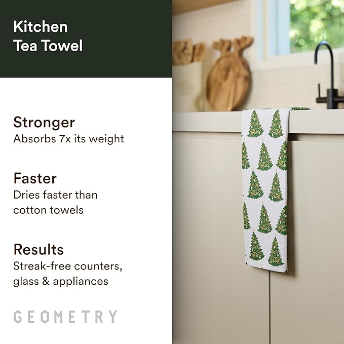 GEOMETRY Christmas Kitchen Towels - Quick Dry Microfiber Cloth Dish Towels for Kitchen Drying - Premium Quick Dry Towel - Decked Out