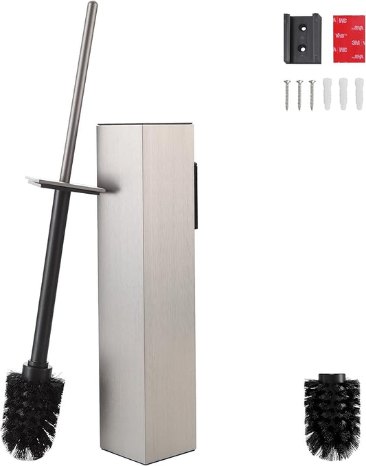 Brushed Nickel Toilet Brush with Holder,Durable Cleaning Toilet Bowl Brushes with Holders