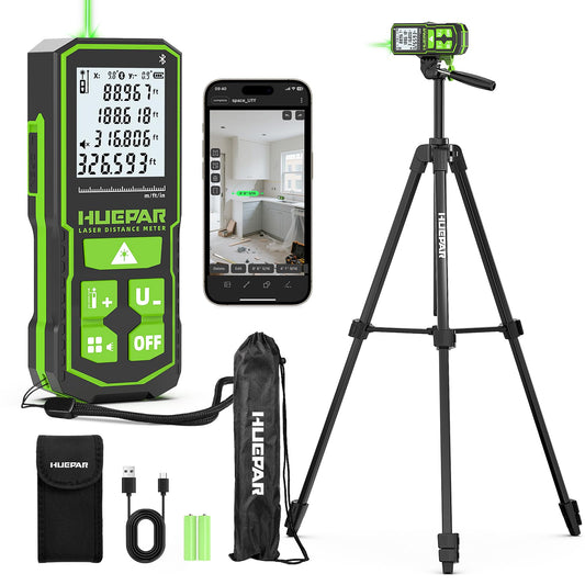 Huepar 395FT Bluetooth Green Laser Measuring Tool S120-G-BT - Image 1