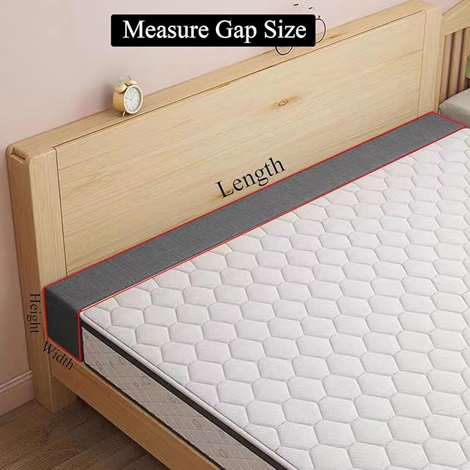 Bed Gap Filler for Headboard Space Filler Bed Crack Pillow Stopper Wall Side Mattress Extender Memory Foam Mattress Gap Filler Full Size Bed 54x8x12 Inches
