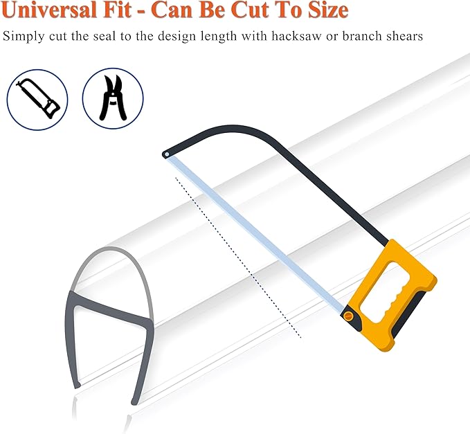 Glass Shower Door Seal Strip, 4 Pack x 39" U for 3/8 Inch Glass Sliding Frameless Shower Door Side Seal, Vertical Shower Door Seal, Ultra Clear Polycarbonate Door Sweep Stop Shower Leaks