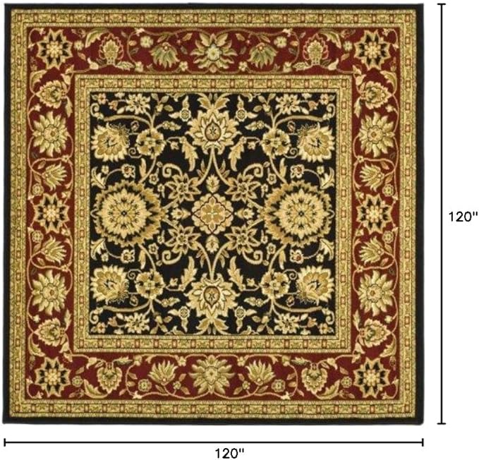 SAFAVIEH Lyndhurst Collection Area Rug - 10' Square, Black & Red, Traditional Oriental Design, Non-Shedding & Easy Care, Ideal for High Traffic Areas in Living Room, Bedroom (LNH212G)