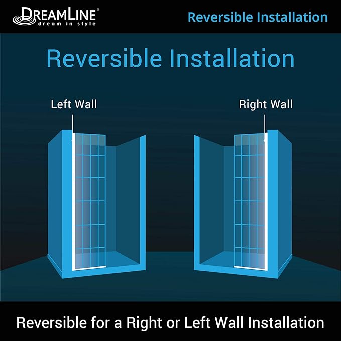 DreamLine Montego Toulon 34 in. x 72 in. x 3/8 in. Frameless Single‑Panel Shower Screen Door for Walk-in Shower in Matte Black