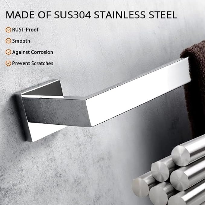 Towel Holder, 304 Stainless Steel Towel Racks for Bathroom, Premium Hand Towel Holder Wall Mounted, Includes Wall Mounting Hardware, Rustproof (40cm)