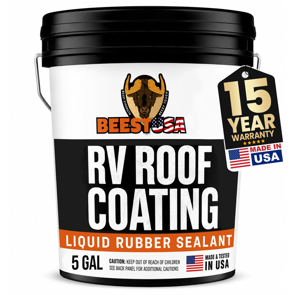 BEEST RV Roof Coating White, 5 Gallon Covers up to 250 sq - Image 1