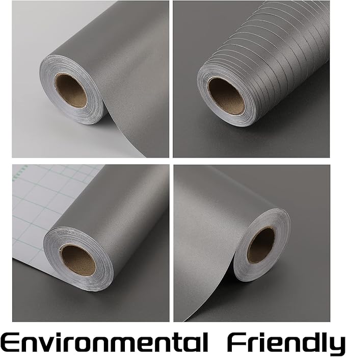 Peel and Stick Wallpaper Grey Grass Cloth Wall Paper - 15.7 x 500 Inch Self Adhesive Wallpaper Peel and Stick, Easy to Paste Wall Contact Paper for Stand Liner, Table and Door Makeover Decor