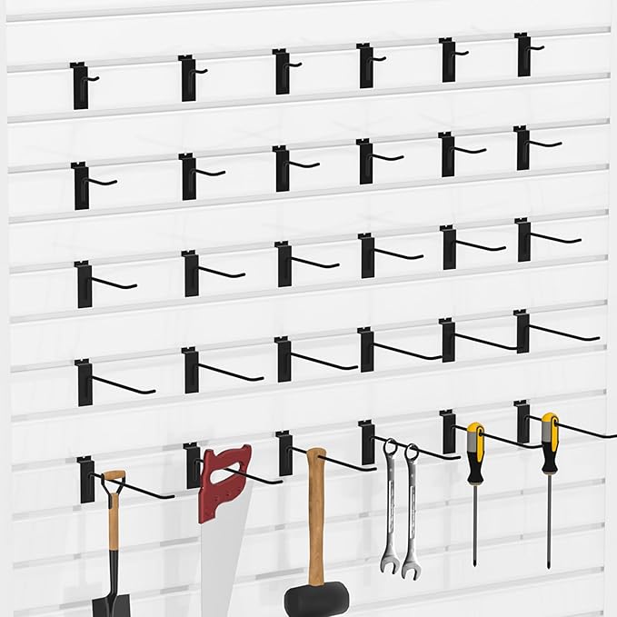 8” Slatwall Hooks, Black Slat Wall Display Hook, 25 PCS Slat Wall Panel Accessory Hooks