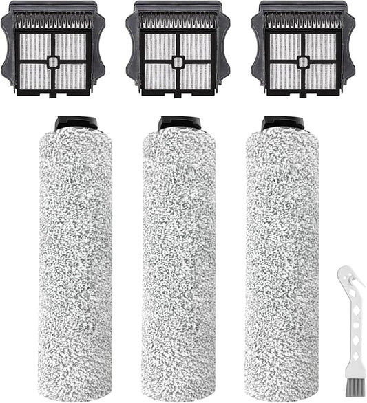iFloor 3 Replacement Brush Rollers and Filters Kit for Tineco iFloor 3/iFloor One S3 Cordless Wet Dry Vacuum Cleaner,Accessories inclue 3 HEPA Filters & 3 Brush Rollers